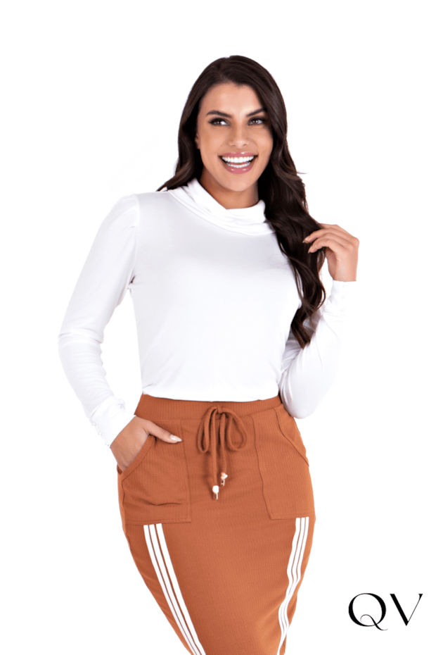 BLUSA MALHA GOLA ALTA OFF WHITE - HAPUK BLUSA MALHA GOLA ALTA OFF WHITE - HAPUK