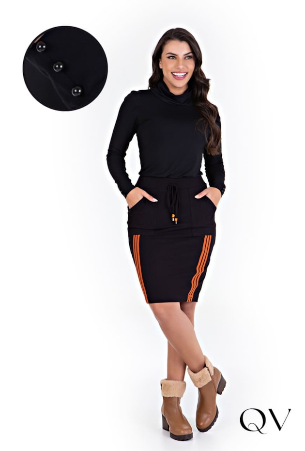 BLUSA MALHA GOLA ALTA PRETO - HAPUK BLUSA MALHA GOLA ALTA PRETO - HAPUK