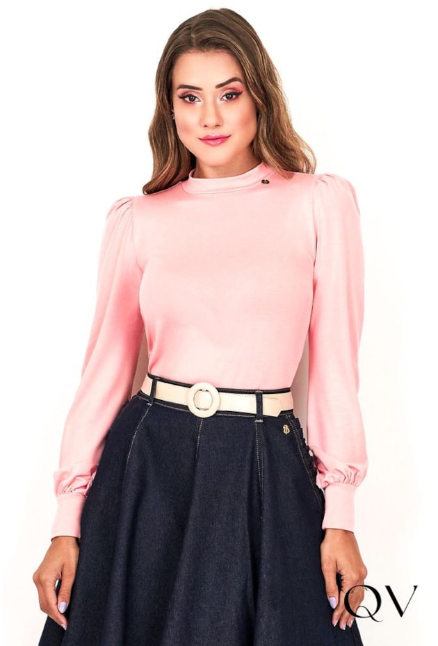 BLUSA MALHA GOLA ALTA ROSA - VIA TOLENTINO BLUSA MALHA GOLA ALTA ROSA - VIA TOLENTINO