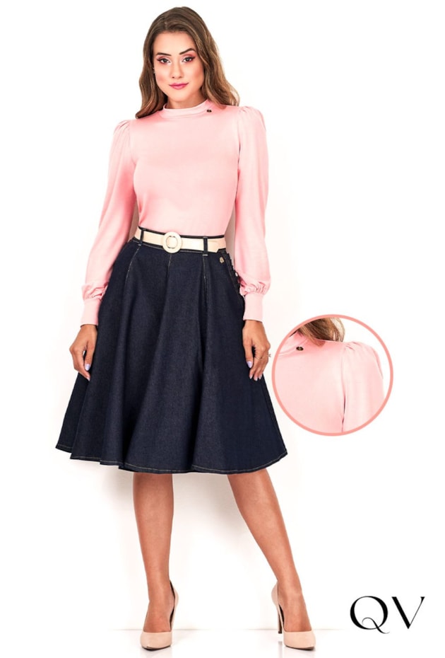 BLUSA MALHA GOLA ALTA ROSA - VIA TOLENTINO BLUSA MALHA GOLA ALTA ROSA - VIA TOLENTINO