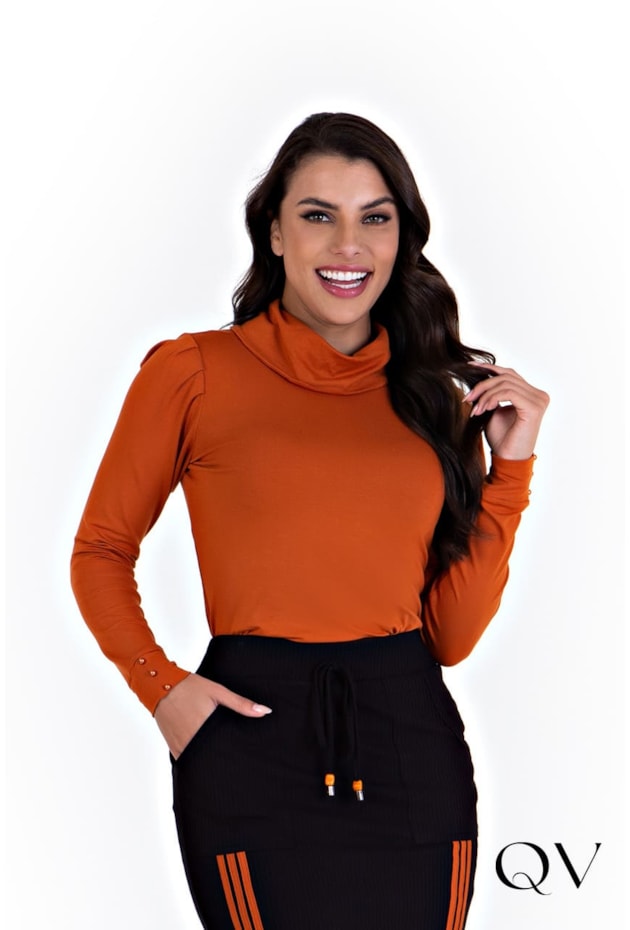 BLUSA MALHA GOLA ALTA TERRACOTA - HAPUK BLUSA MALHA GOLA ALTA TERRACOTA - HAPUK