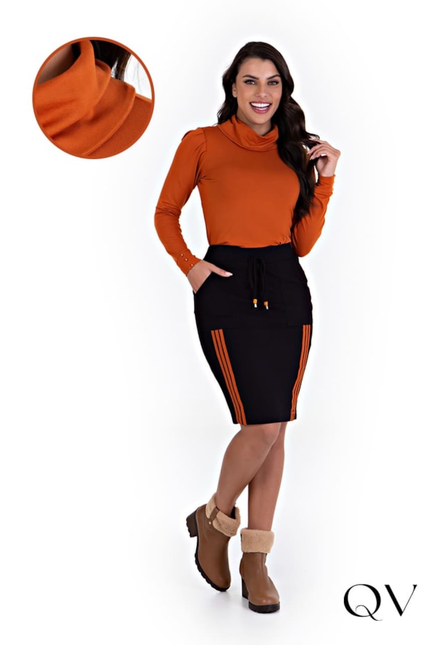 BLUSA MALHA GOLA ALTA TERRACOTA - HAPUK BLUSA MALHA GOLA ALTA TERRACOTA - HAPUK