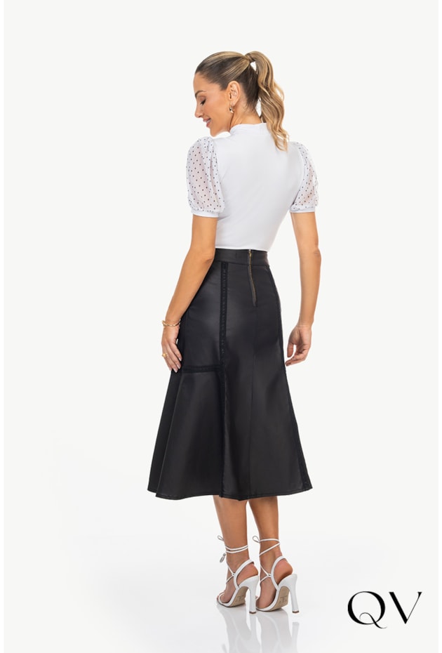 BLUSA MALHA MANGAS TULE POÁ OFF - VIA TOLENTINO BLUSA MALHA MANGAS TULE POÁ OFF - VIA TOLENTINO