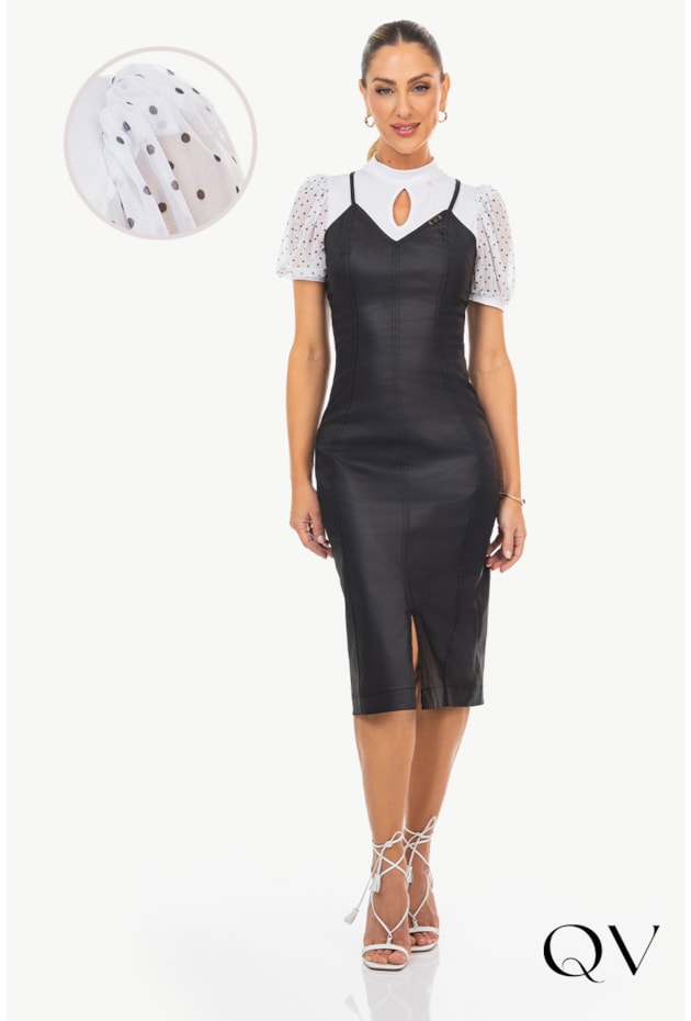 BLUSA MALHA MANGAS TULE POÁ OFF - VIA TOLENTINO BLUSA MALHA MANGAS TULE POÁ OFF - VIA TOLENTINO