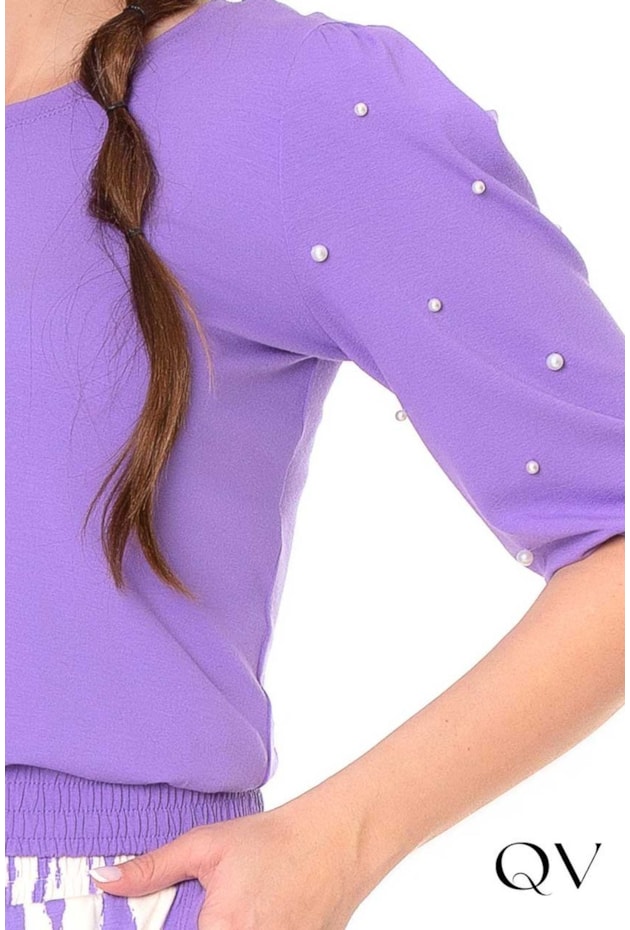 BLUSA MALHA PÉROLAS LILÁS - HAPUK BLUSA MALHA PÉROLAS LILÁS - HAPUK