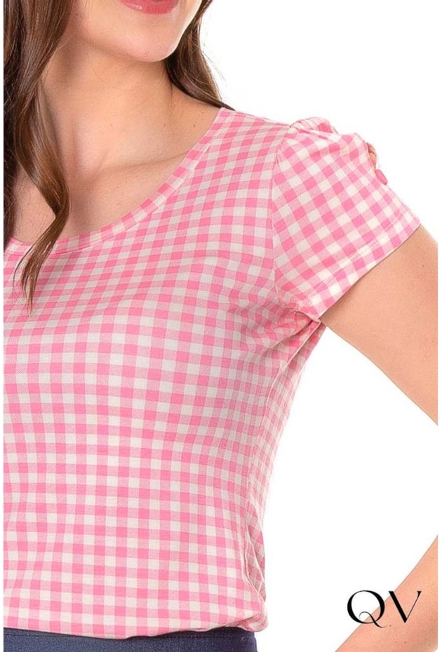 BLUSA MALHA VICHY ROSA - HAPUK