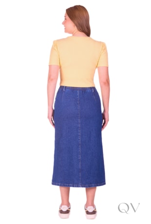 BLUSA MANGA CURTA EM MALHA CANELADA AMARELO CLARO - HAPUK