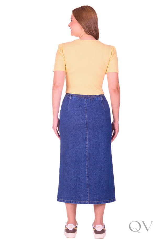 BLUSA MANGA CURTA EM MALHA CANELADA AMARELO CLARO - HAPUK