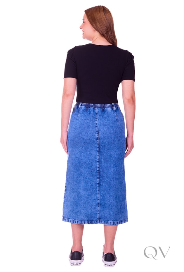 BLUSA MANGA CURTA EM MALHA CANELADA PRETO - HAPUK