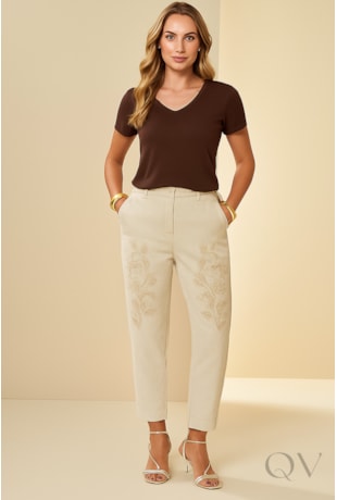 BLUSA MANGA CURTA EM MALHA TRICOT FLAMÊ CACAU - DOCE TRAMA