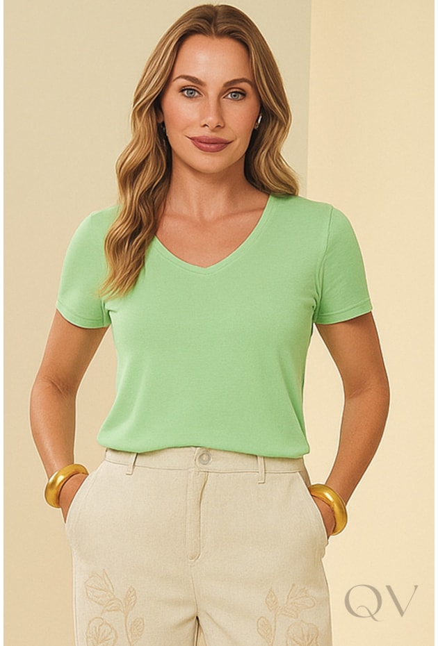 BLUSA MANGA CURTA EM MALHA TRICOT FLAMÊ LIMA DOCE - DOCE TRAMA BLUSA MANGA CURTA EM MALHA TRICOT FLAMÊ LIMA DOCE - DOCE TRAMA