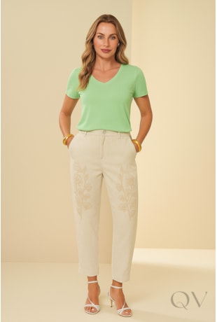 BLUSA MANGA CURTA EM MALHA TRICOT FLAMÊ LIMA DOCE - DOCE TRAMA