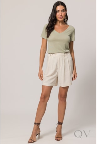 BLUSA MANGA CURTA EM MALHA TRICOT FLAMÊ VERDE CHÁ - DOCE TRAMA