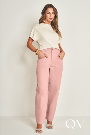 BLUSA MANGA CURTA EM RIBANA DE VISCOSE GIZ - DOCE TRAMA