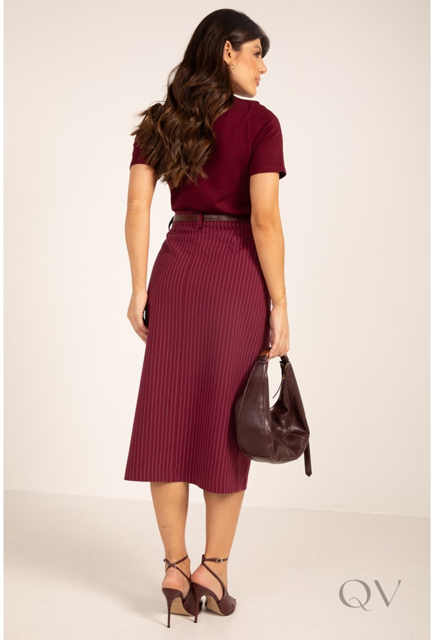 BLUSA MANGA CURTA EM TRICOT BORDÔ - LEKAZIS