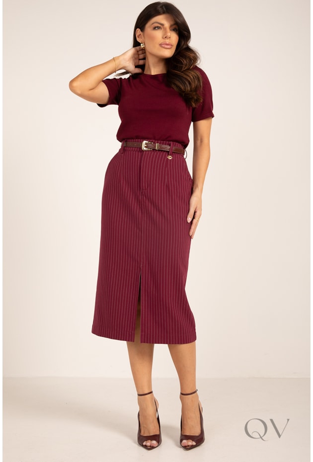 BLUSA MANGA CURTA EM TRICOT BORDÔ - LEKAZIS