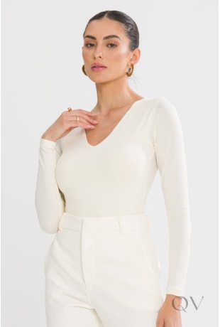 BLUSA MANGA LONGA EM MALHA BRANCO - TLIC RIO