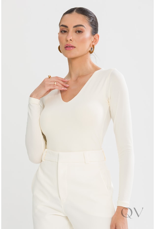 BLUSA MANGA LONGA EM MALHA BRANCO - TLIC RIO