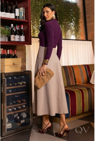 BLUSA MANGA LONGA EM MALHA CANELADA UVA - LUZIA FAZZOLLI