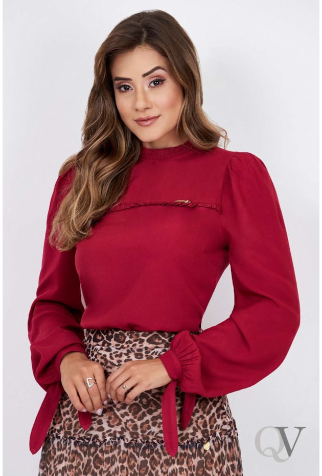 BLUSA MANGA LONGA GOLA ALTA MARSALA - VIA TOLENTINO BLUSA MANGA LONGA GOLA ALTA MARSALA - VIA TOLENTINO