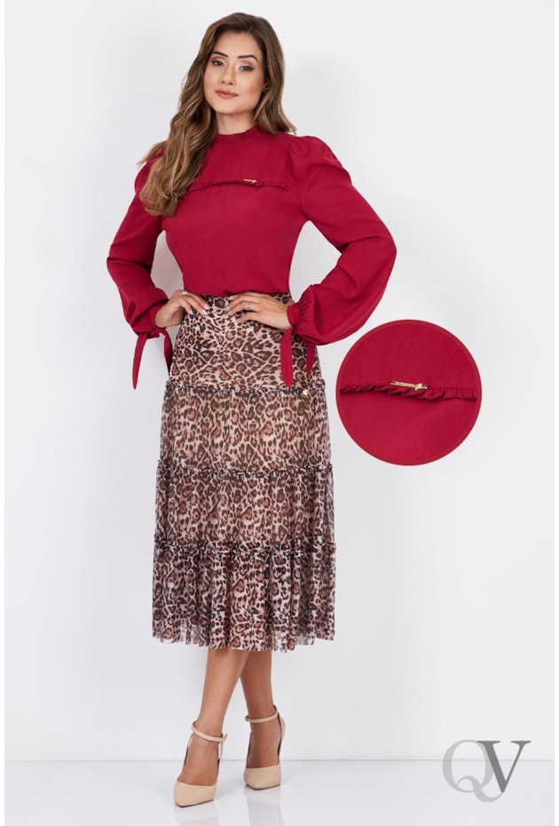 BLUSA MANGA LONGA GOLA ALTA MARSALA - VIA TOLENTINO BLUSA MANGA LONGA GOLA ALTA MARSALA - VIA TOLENTINO