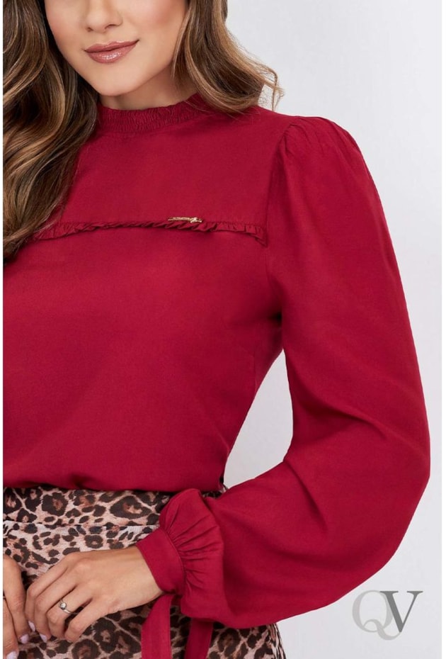 BLUSA MANGA LONGA GOLA ALTA MARSALA - VIA TOLENTINO BLUSA MANGA LONGA GOLA ALTA MARSALA - VIA TOLENTINO
