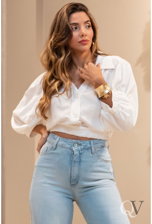BLUSA MANGA PRINCESA CREPE BRANCO - LUZIA FAZZOLLI BLUSA MANGA PRINCESA CREPE BRANCO - LUZIA FAZZOLLI
