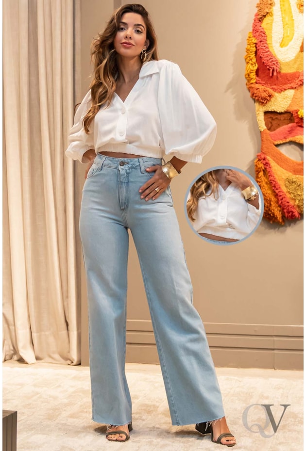 BLUSA MANGA PRINCESA CREPE BRANCO - LUZIA FAZZOLLI BLUSA MANGA PRINCESA CREPE BRANCO - LUZIA FAZZOLLI