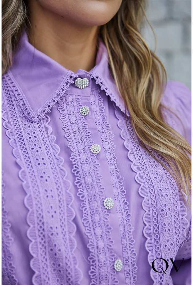 BLUSA MANGAS BUFANTES LILÁS - DOCE MARIA BLUSA MANGAS BUFANTES LILÁS - DOCE MARIA