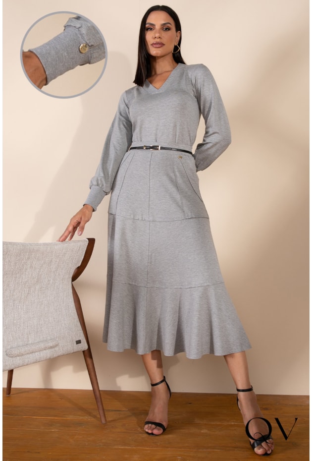 BLUSA MOLETINHO DECOTE V CINZA - LEKAZIS BLUSA MOLETINHO DECOTE V CINZA - LEKAZIS