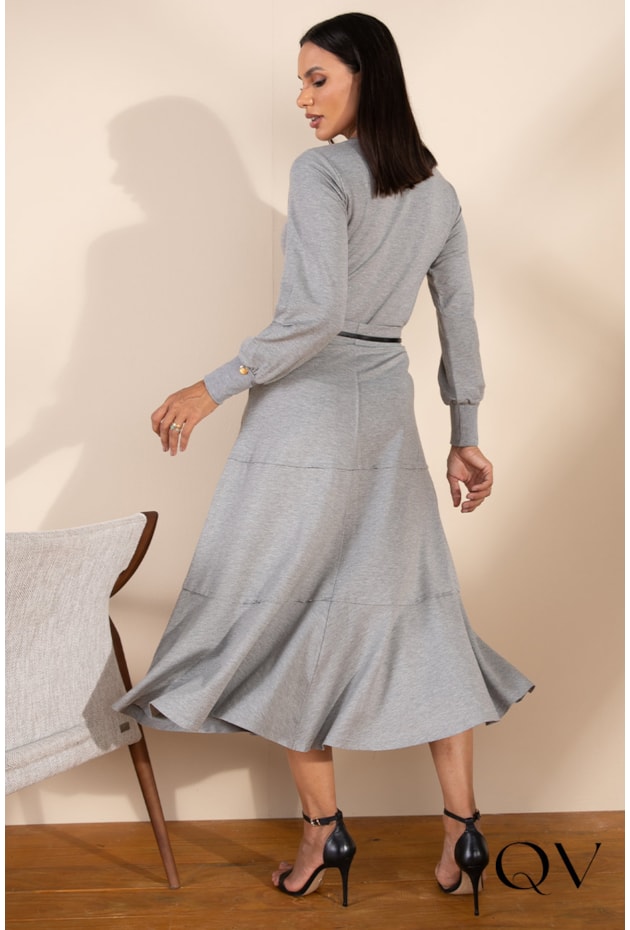 BLUSA MOLETINHO DECOTE V CINZA - LEKAZIS BLUSA MOLETINHO DECOTE V CINZA - LEKAZIS