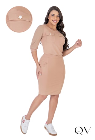 BLUSA MOLETINHO E TRICÔ NUDE - HAPUK