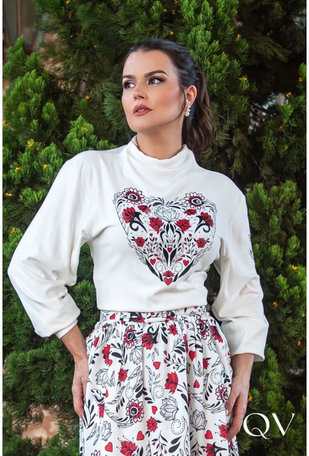 BLUSA MOLETINHO ESTAMPA LOCALIZADA OFF WHITE - LUZIA FAZZOLLI BLUSA MOLETINHO ESTAMPA LOCALIZADA OFF WHITE - LUZIA FAZZOLLI