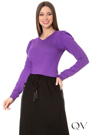 BLUSA MOLETINHO MANGAS LONGAS ROXO - HAPUK