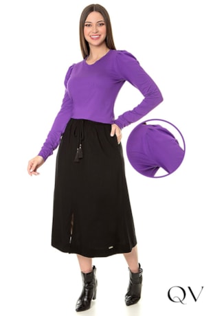 BLUSA MOLETINHO MANGAS LONGAS ROXO - HAPUK