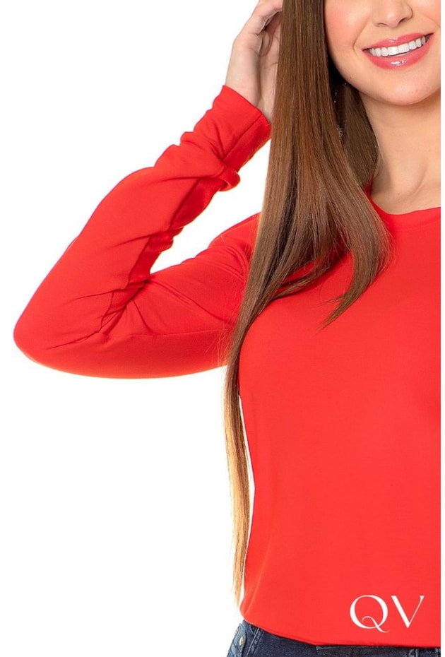 BLUSA MOLETINHO MANGAS LONGAS VERMELHO - HAPUK