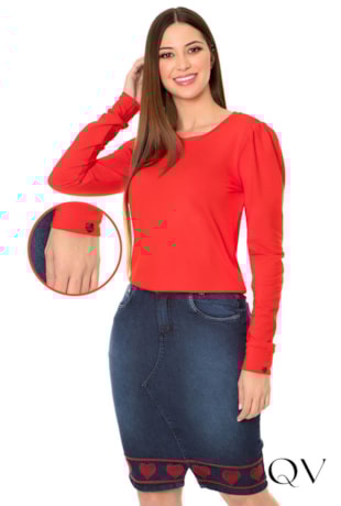 BLUSA MOLETINHO MANGAS LONGAS VERMELHO - HAPUK