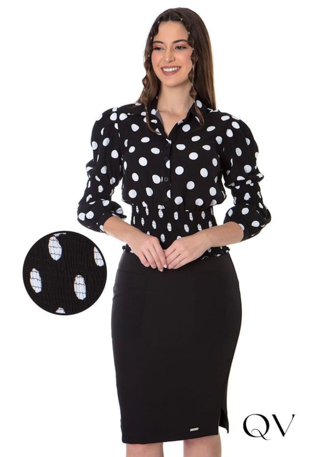 BLUSA POÁ VISCOSE E LASTÉX PRETO - HAPUK BLUSA POÁ VISCOSE E LASTÉX PRETO - HAPUK