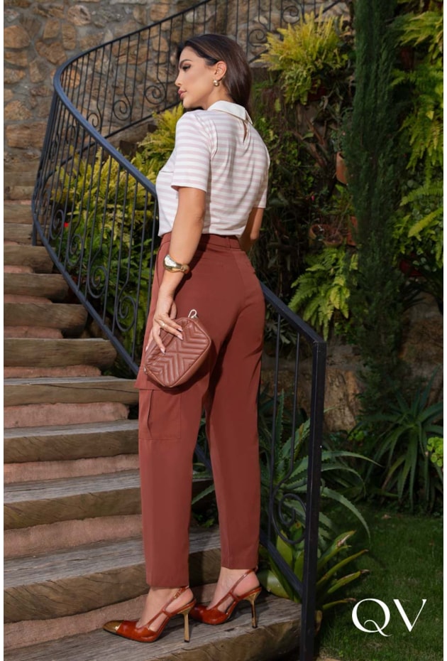 BLUSA POLO EM MALHA LISTRADA ROSA - LUZIA FAZZOLLI BLUSA POLO EM MALHA LISTRADA ROSA - LUZIA FAZZOLLI