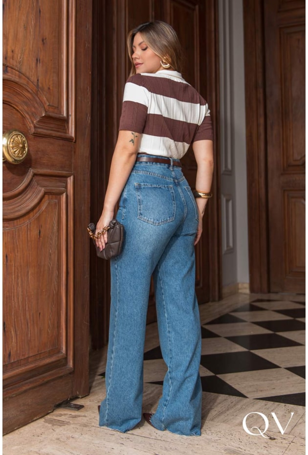 BLUSA POLO EM TRICOT LISTRADO MARROM - LUZIA FAZZOLLI BLUSA POLO EM TRICOT LISTRADO MARROM - LUZIA FAZZOLLI