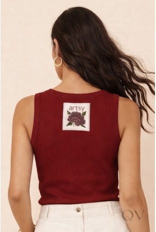 BLUSA REGATA CANELADA EM VISCOSE BORDÔ - ARTSY