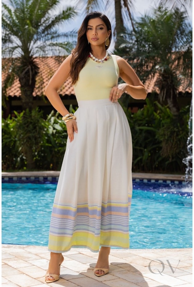 BLUSA REGATA EM MALHA CANELADA AMARELO - LUZIA FAZZOLLI