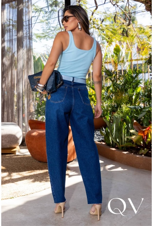 BLUSA REGATA EM MALHA CANELADA AZUL CLARO - LUZIA FAZZOLLI
