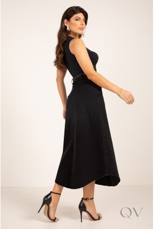 BLUSA REGATA EM MALHA CANELADA PRETO - LEKAZIS