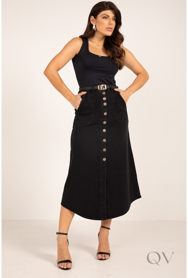 BLUSA REGATA EM MALHA CANELADA PRETO - LEKAZIS