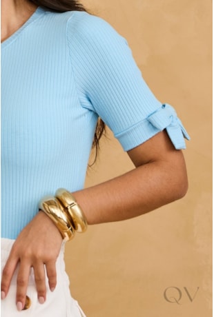 BLUSA RETA EM CANELADA AZUL - ARTSY