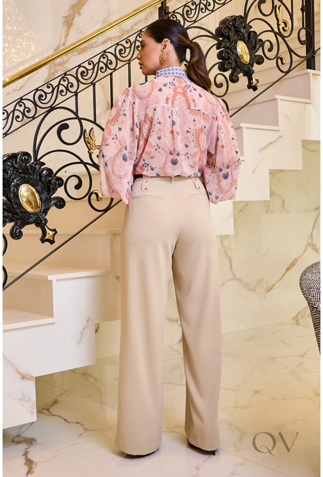 BLUSA RETA EM CHIFFON DEVORÊ ESTAMPADO - LUZIA FAZZOLLI