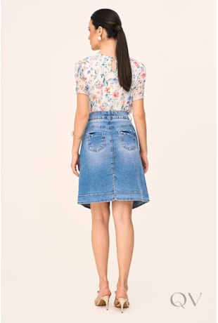 BLUSA RETA EM CHIFFON ESTAMPADO - LAURA ROSA