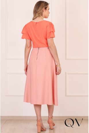 BLUSA RETA EM VISCOSE SALMÃO - PURO SHARMY