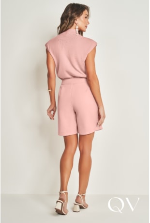BLUSA SEM MANGA EM VISCOSE ROSÊ - DOCE TRAMA